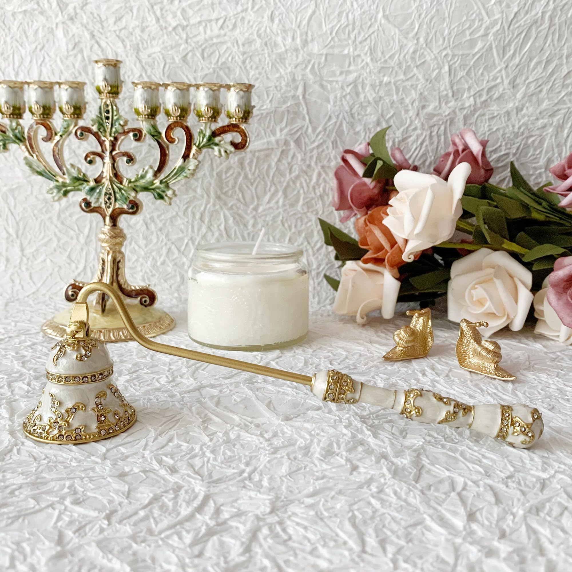 Collectible & Vintage Dolls For Wedding - Luxury Menorah Candle Snuffer Bell Enamel