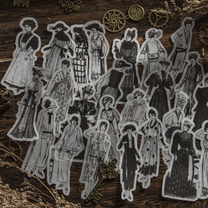 Vintage Things Collection - 1pack/100pcs Vintage Black White European American