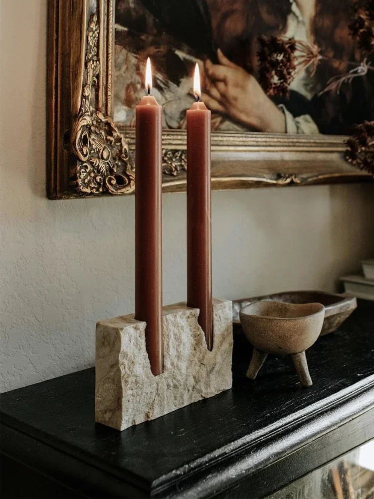 Collectible Vintage Matches - 2 Holes Marble Candlestick Holder for